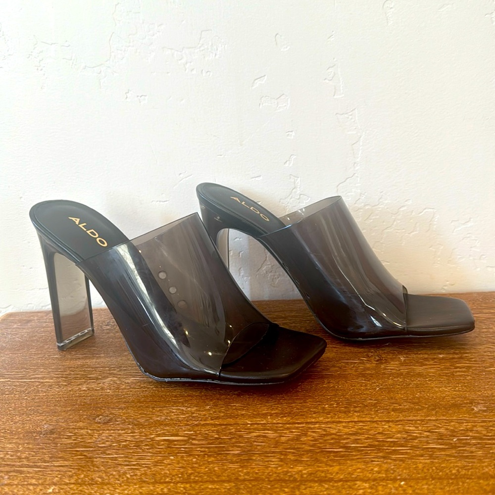 ALDO clear black heels, excellent preowned condition, 7.5b